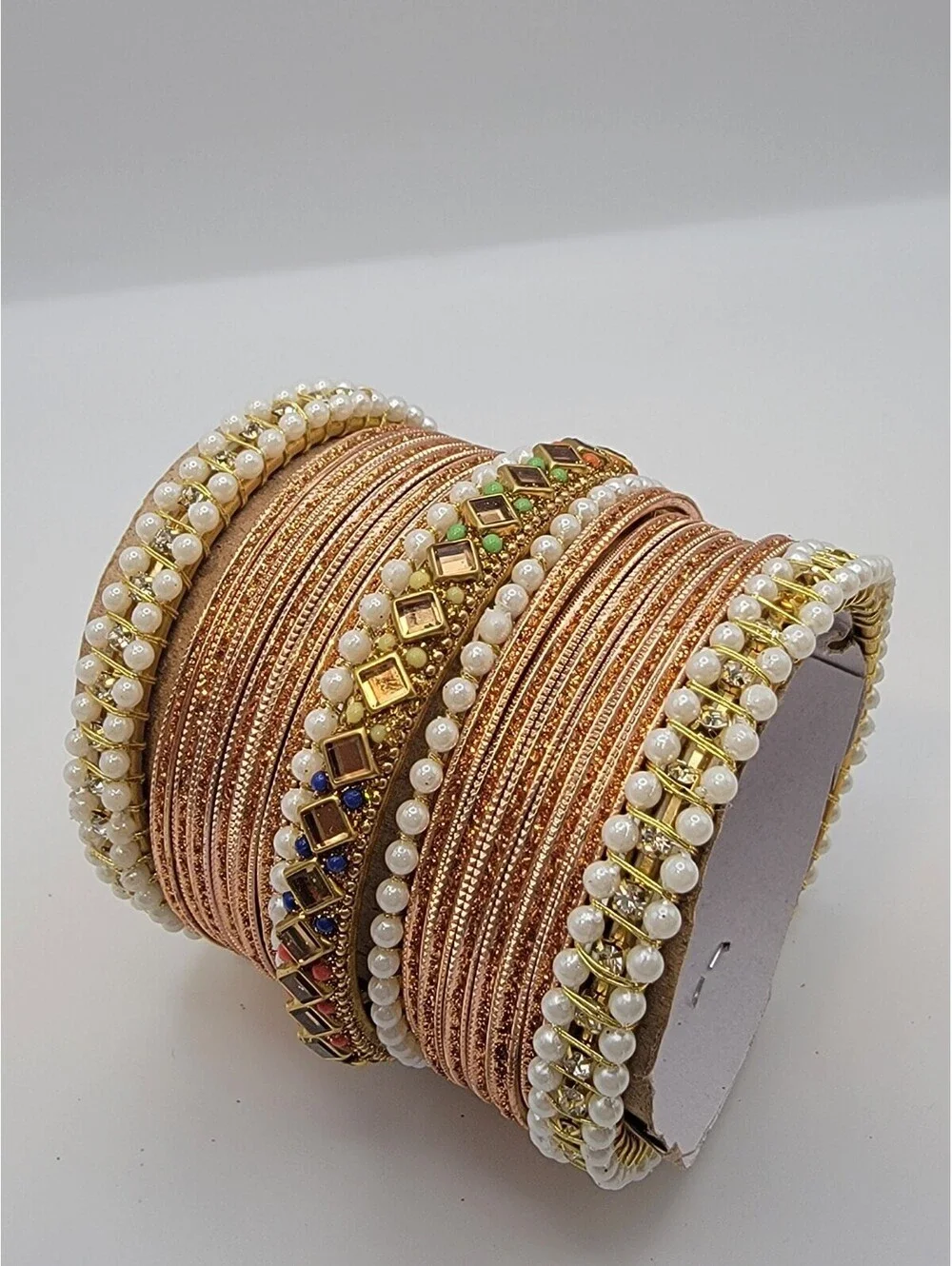 Indian Bridal Bangle Set Traditional Indian Wedding Jewelry Set Gold Tone Sz 2.6